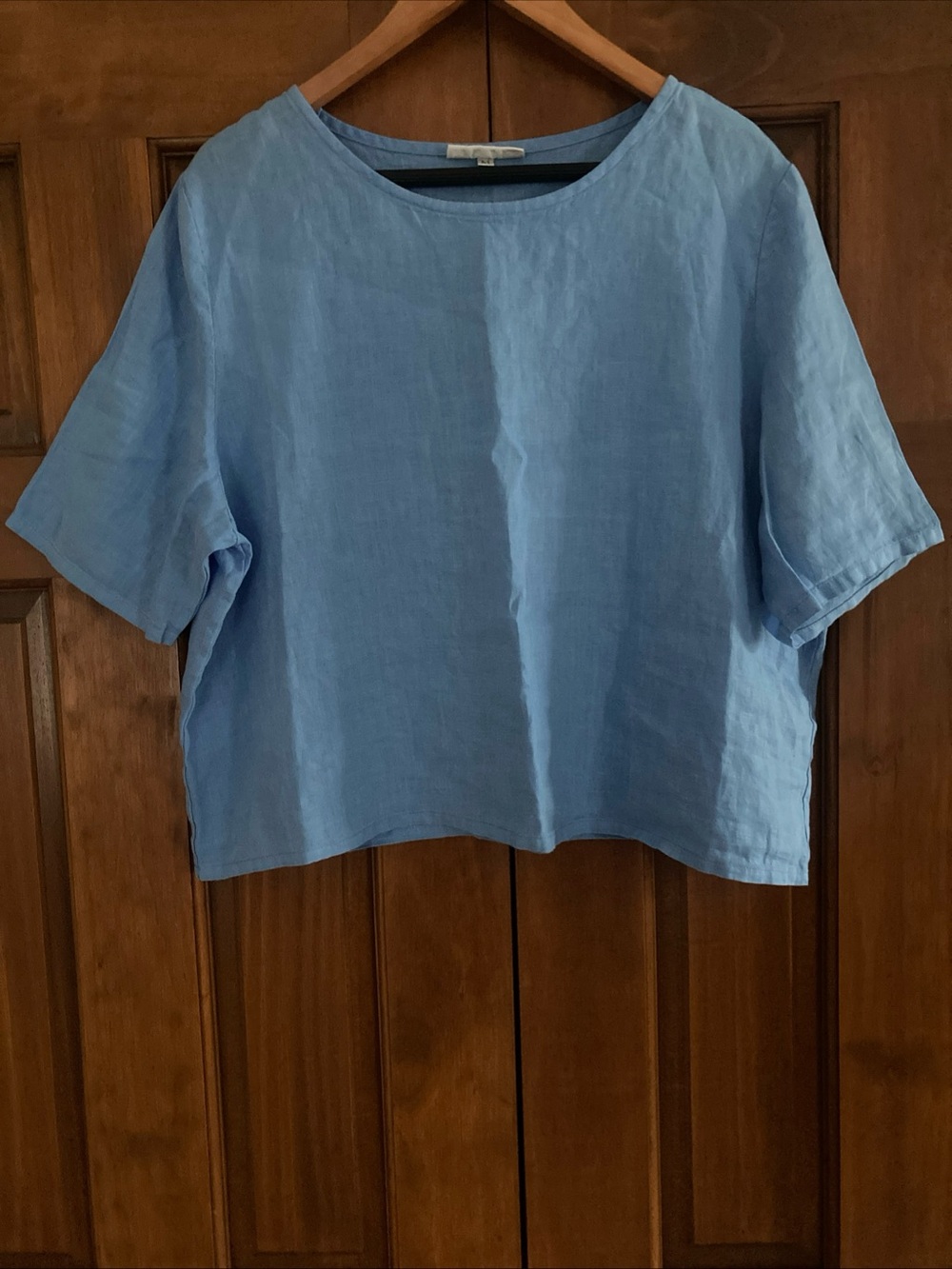 NWT bryn Walker Blue Linen Boxy Short Sleeve Top womenβs medium